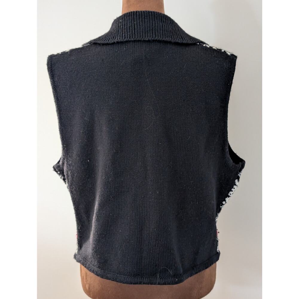 Vintage 90s Talbots Petites Wool Blend Floral Nordic Fair Isle Vest PL - Picture 4 of 9